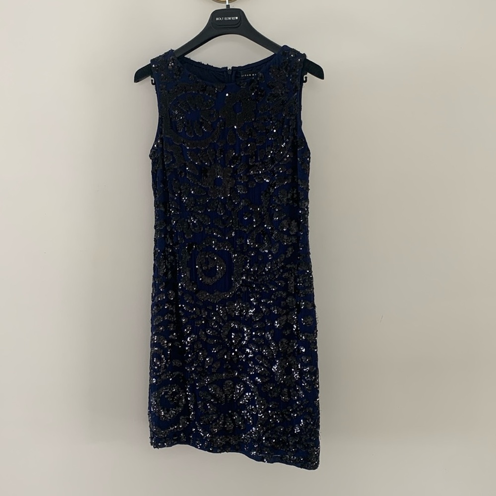 PRICE DROP Designer Aidan Mattox 100% Silk Chiffon sequin Dress